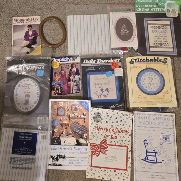 Huge Vintage Sewing Pattern + Cross Stitch Craft Lot (34 pcs) – 60s 70s 80s 90s - Picture 3 of 3